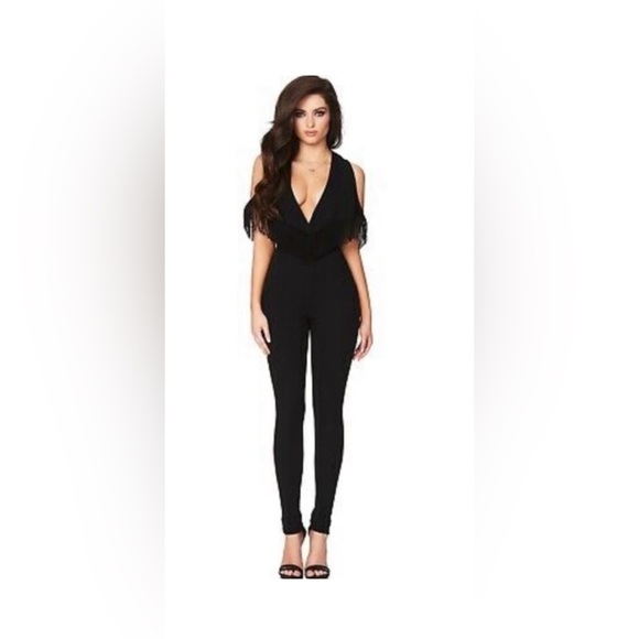 Nookie Womens Iris Black Fringe Skinny
Leg Evening Jumpsuit small - Picture 14 of 15